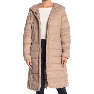 COLE HAAN SIGNATURE Hooded Puffed Belted Long Coat